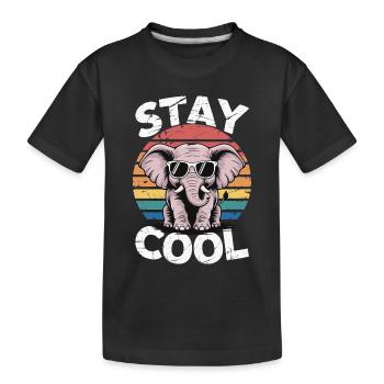 Stay Cool Elephant - Kids Retro - Kids' Premium Organic T-Shirt - black - Front