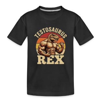 Testosaurus Rex Bodybuilding Dino Gym - Kinder Premium Bio T-Shirt - Schwarz - Vorne