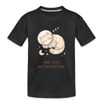 Nap Neptune | Chat de l’espace mignon - T-shirt bio Premium Enfant - noir - Devant