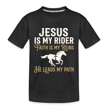 Jesus ist mein Reiter Glauben - Kinder Premium Bio T-Shirt - Schwarz - Vorne