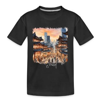 Séoul, Corée du Sud, Séoul Aquarelle - T-shirt bio Premium Enfant - noir - Devant