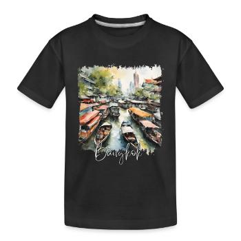 Aquarelle de Bangkok, Bangkok Thaïlande - T-shirt bio Premium Enfant - noir - Devant