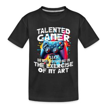 Joueur passionné de jeux vidéo console drôle - T-shirt bio Premium Enfant - noir - Devant