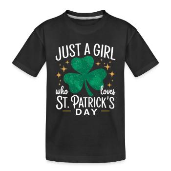 Nur ein Mädchen liebt St. Patrick's Day - Kinder Premium Bio T-Shirt - Schwarz - Vorne