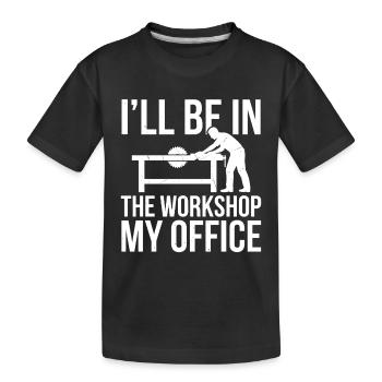 Je serai dans l’atelier, mon bureau - T-shirt bio Premium Enfant - noir - Devant