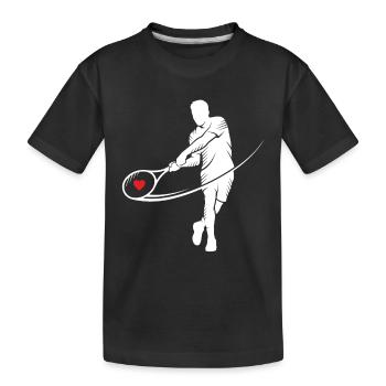 Tennis Silhouette Herz im Schläger Motiv - Kinder Premium Bio T-Shirt - Schwarz - Vorne