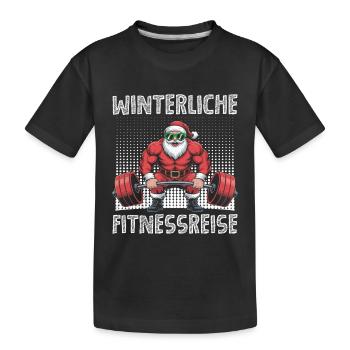 Santa Claus VOYAGE HIVERNAL DE FITNESS Drôle - T-shirt bio Premium Enfant - noir - Devant