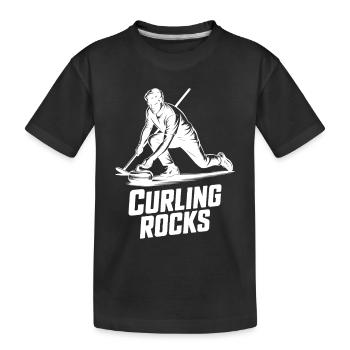 Curling Rocks Wintersport Silhouette Man - Kinder Premium Bio T-Shirt - Schwarz - Vorne