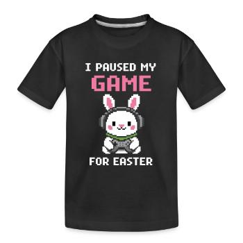 I Paused My Game For Easter Bunny Gamer Pixel Art - Kids' Premium Organic T-Shirt - black - Front
