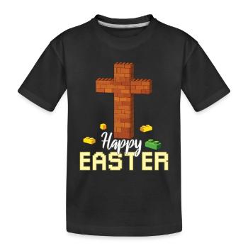 Master Builder Brick Builder Cross Happy Easter - Kids' Premium Organic T-Shirt - black - Front