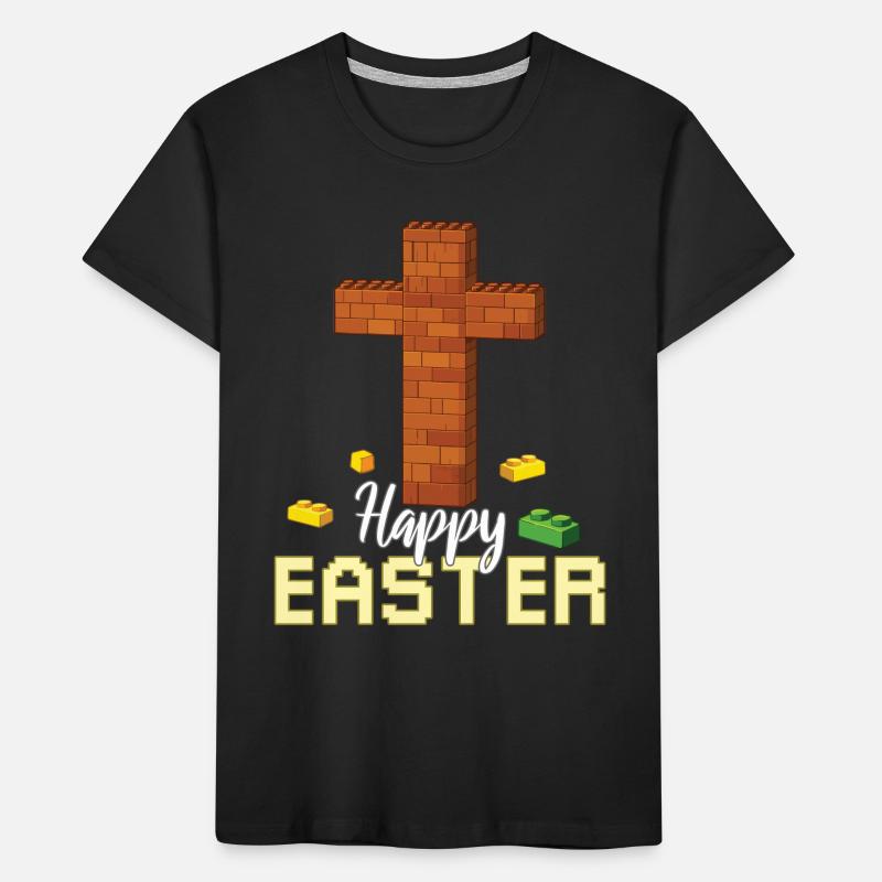 Master Builder Brick Builder Cross Happy Easter Kids' Premium Organic T-Shirt