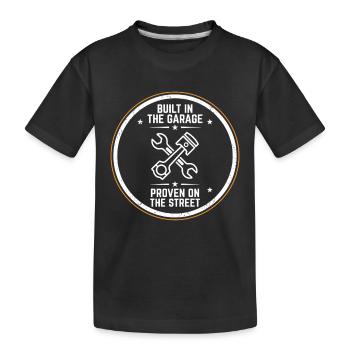 Garage Schrauber Emblem Built In The Garage - Kinder Premium Bio T-Shirt - Schwarz - Vorne