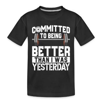 Dedicated gym lover who - Kids' Premium Organic T-Shirt - black - Front