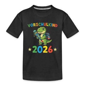 Cadeau de la maternelle Dino 2026 - T-shirt bio Premium Enfant - noir - Devant
