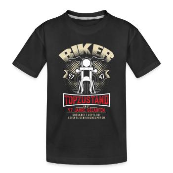 47. Geburtstag Motorradfahrer Motorrad - Kinder Premium Bio T-Shirt - Schwarz - Vorne