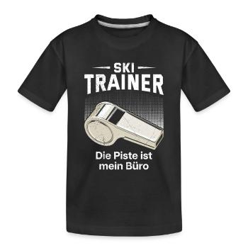 Skiers SKI TRAINOR THE SLOPE IS MY OFFICE - Kids' Premium Organic T-Shirt - black - Front