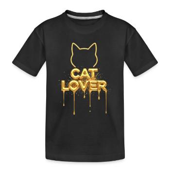 Cat Lover Gold Edition - Kinder Premium Bio T-Shirt - Schwarz - Vorne