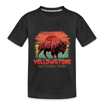 Buffalo Yellowstone Nationalpark - Kinder Premium Bio T-Shirt - Schwarz - Vorne