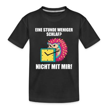 Zeitumstellung Sommerzeit Igel Lustig - Kinder Premium Bio T-Shirt - Schwarz - Vorne