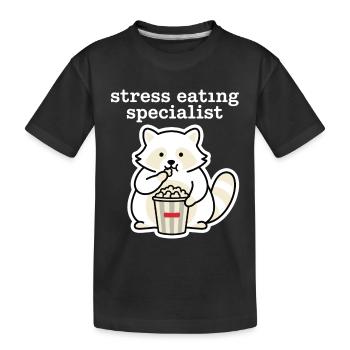 Stress Eating Specialist Raccoon - Kids' Premium Organic T-Shirt - black - Front