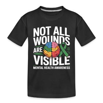Not All Wounds Are Visible – Mental Health - Kids' Premium Organic T-Shirt - black - Front