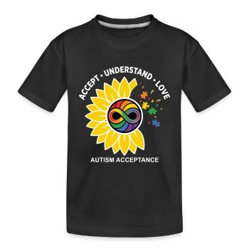 Icône du tournesol d’acceptation de l’autisme - T-shirt bio Premium Enfant - noir - Devant