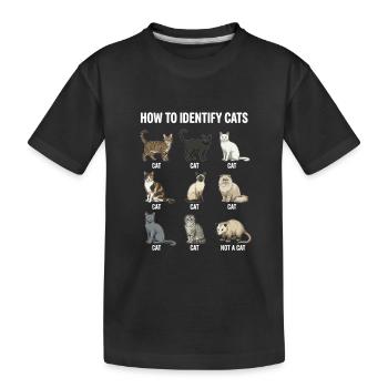 Cat Species Recognition Motif - Kids' Premium Organic T-Shirt - black - Front