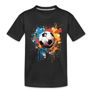 Foot Football Ballon Joueur Supporter idée Cadeau - T-shirt bio Premium Enfant - noir - Devant