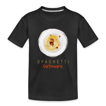 Spaghetti Carbonara Pasta Nudel Gourmet Design - Kinder Premium Bio T-Shirt - Schwarz - Vorne