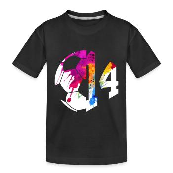 NR. 14 FUßBALLER NUMMER 14 FUßBALL 14. GEBURTSTAG - Kinder Premium Bio T-Shirt - Schwarz - Vorne