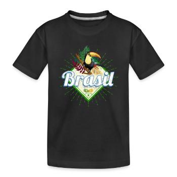 Brasilien Tukan Retro Samba Karneval Souvenir - Kinder Premium Bio T-Shirt - Schwarz - Vorne