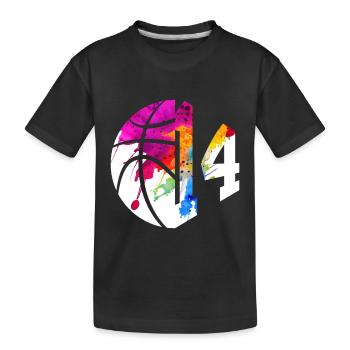 NR. 14 NUMMER 14 BASKETBALL 14. GEBURTSTAG - Kinder Premium Bio T-Shirt - Schwarz - Vorne