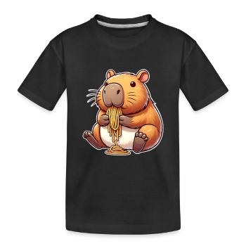 Capybara Pasta - Kids' Premium Organic T-Shirt - black - Front
