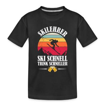 Skiing SKI INSTRUCTOR SKI FAST DRINK FASTER - Kids' Premium Organic T-Shirt - black - Front