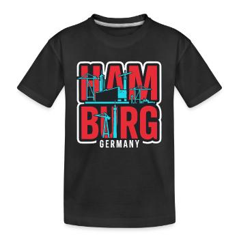 Hamburg Hafen Skyline Kran - Kinder Premium Bio T-Shirt - Schwarz - Vorne
