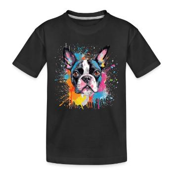 Portrait éclaboussé du Boston Terrier - T-shirt bio Premium Enfant - noir - Devant