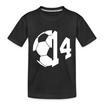 NR. 14 FUßBALLER NUMMER 14 FUßBALL 14. GEBURTSTAG - Kinder Premium Bio T-Shirt - Schwarz - Vorne