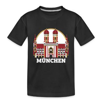 München Skyline Frauenkirche - Kinder Premium Bio T-Shirt - Schwarz - Vorne