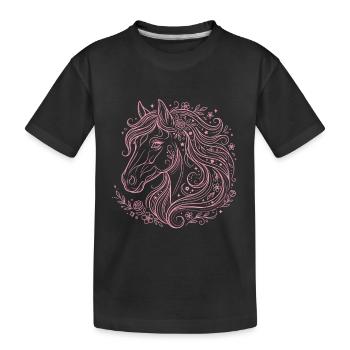 Pferdekopf Pferd Reiten - Kinder Premium Bio T-Shirt - Schwarz - Vorne
