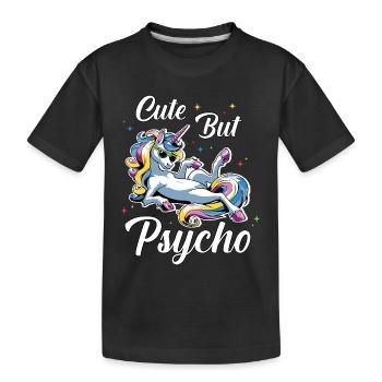 Niedliches Psycho Einhorn - Kinder Premium Bio T-Shirt - Schwarz - Vorne