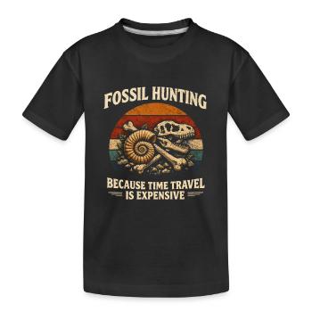 Fossilienjagd statt Zeitreise | Paläontologie - Kinder Premium Bio T-Shirt - Schwarz - Vorne