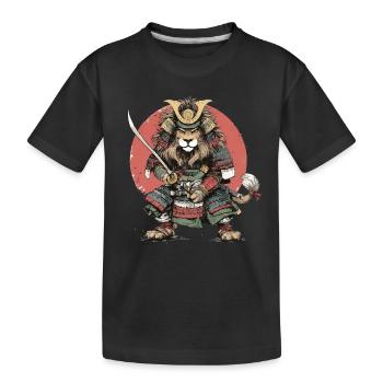 Lion Samouraï en armure - T-shirt bio Premium Enfant - noir - Devant