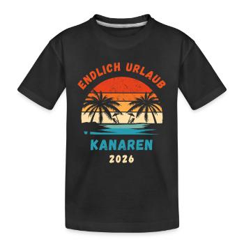 Kanarische Inseln Urlaub 2026 Kanaren Reise Outfit - Kinder Premium Bio T-Shirt - Schwarz - Vorne