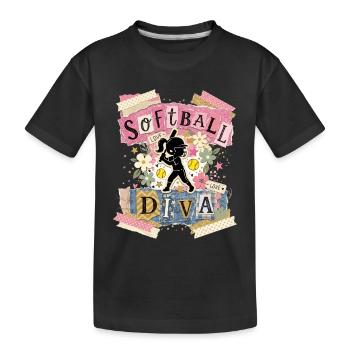Diva du softball de texte de collage fille - T-shirt bio Premium Enfant - noir - Devant