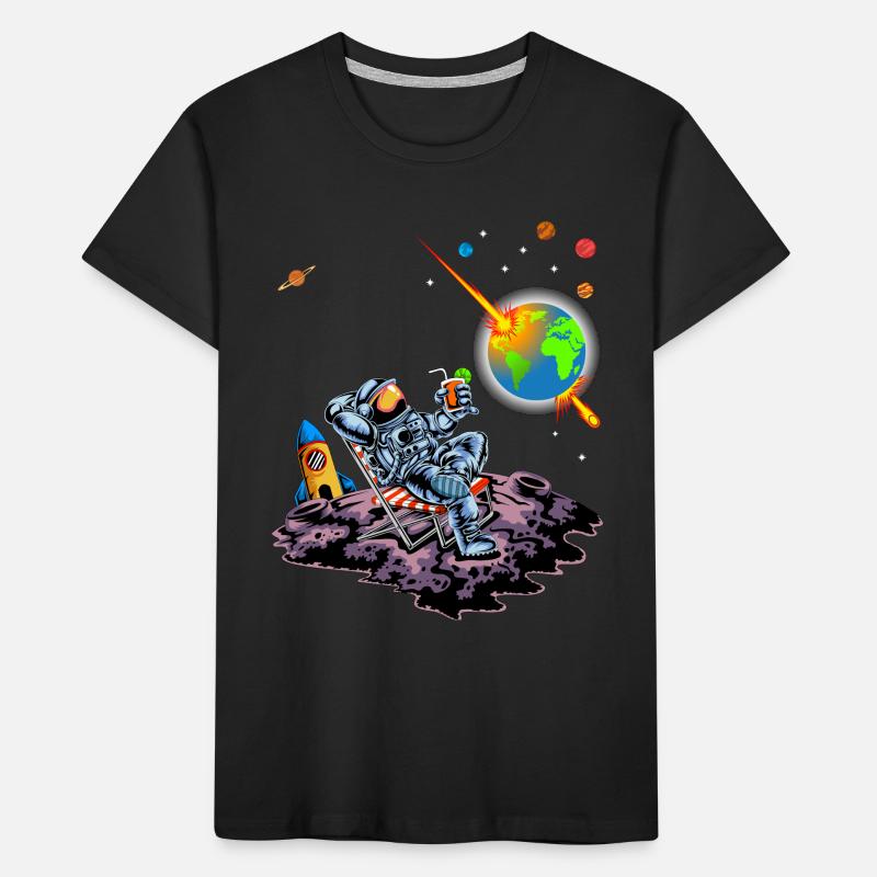 Astronaut Relaxing Earth Exploding Space Humor Art Kids' Premium Organic T-Shirt