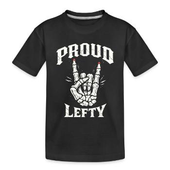 proud lefty - Kids' Premium Organic T-Shirt - black - Front