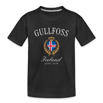 Gullfoss Island Wappen Krone – Reise Souvenir - Kinder Premium Bio T-Shirt - Schwarz - Vorne