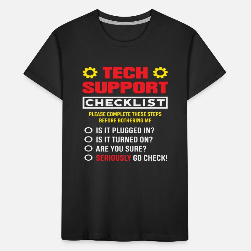 Tech Support Checklist Plug in IT Admin Kids' Premium Organic T-Shirt