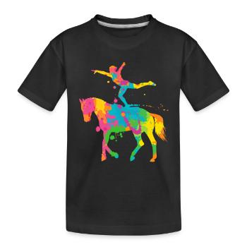 Voltigieren bunt Reiterin Pferde Mädchen Volti - Kinder Premium Bio T-Shirt - Schwarz - Vorne