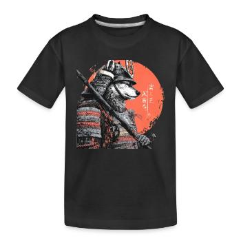 Loup en armure samouraï - T-shirt bio Premium Enfant - noir - Devant